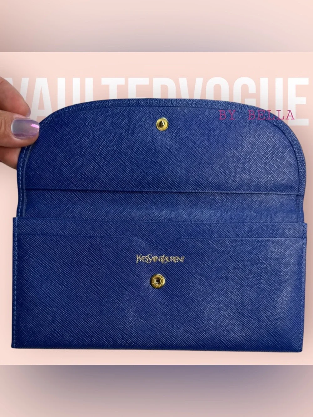 ‼️NOW AVAILABLE‼️ Yves Saint Laurent Blue Women's Wallet with Gold Heart Clasp